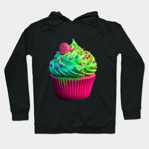 Neon Pink Cupcake Hoodie by mw1designsart